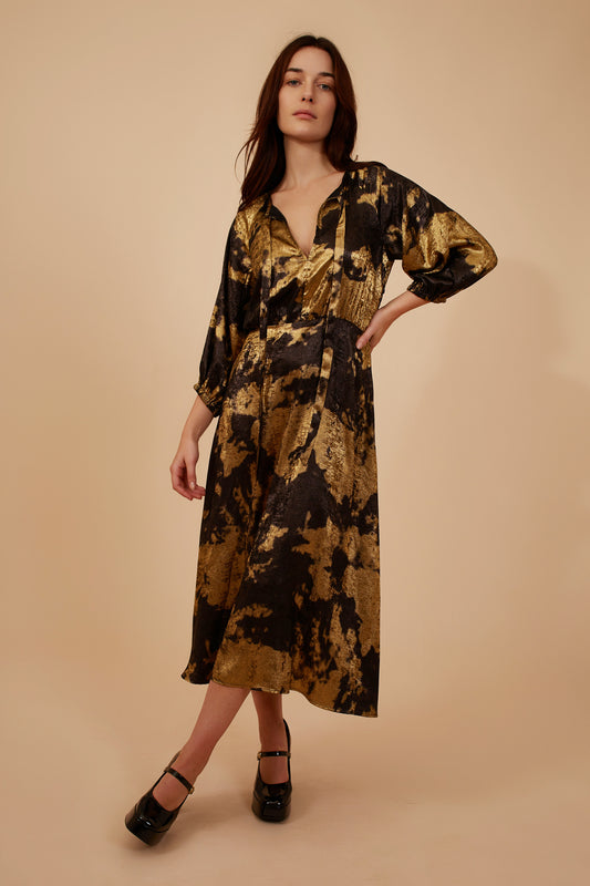 Lulu Dress Black and Gold