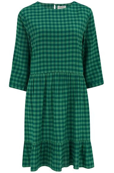 SALE - Inez Smock Dress - Green Gingham