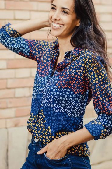 SALE - Joy Shirt - Navy/Multi, Dark Floral Waves