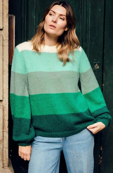 Essie Jumper - Green, Ombre Block Stripes