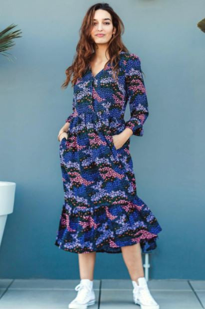 SALE - Melanie Smock Dress  Multi Floral Animal Patchwork