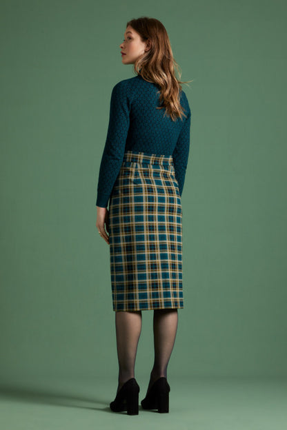 Pencil Button Skirt Rodeo Check