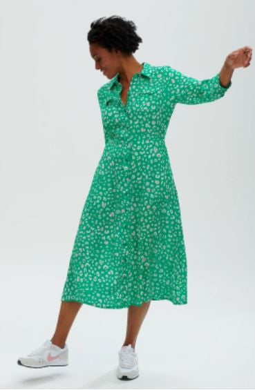 SALE - Paola Shirt Dress - Green, Leopard Love Hearts