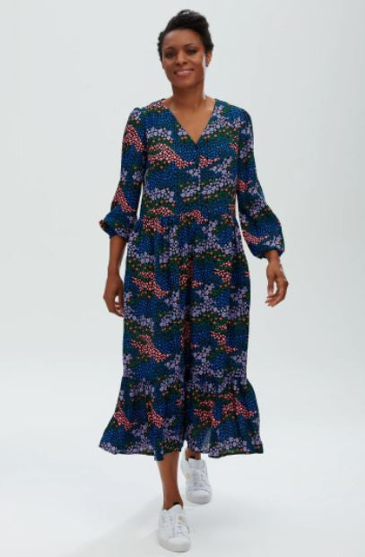 SALE - Melanie Smock Dress  Multi Floral Animal Patchwork