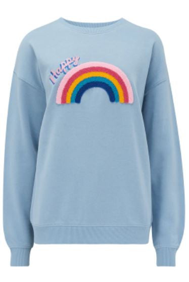 Noah Sweatshirt - Dusky Blue, Happy Rainbow