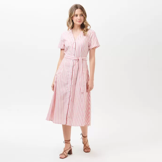 SALE -Evelina Deck Stripe Midi Dress