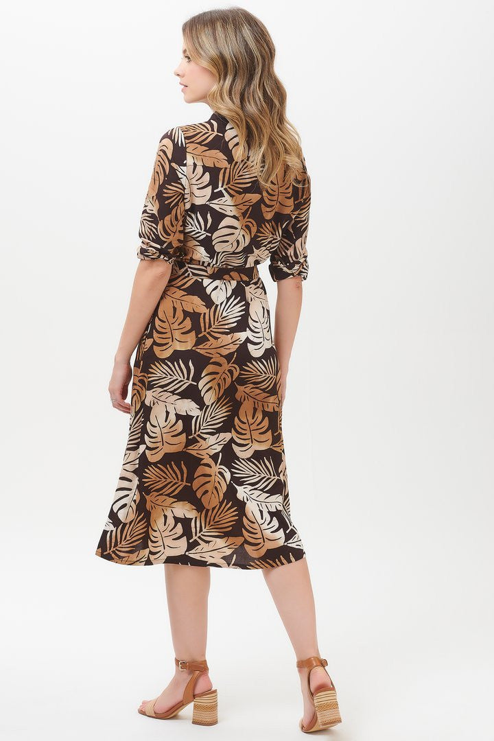 SALE - Merissa Cocoa Palm Batik Midi Dress