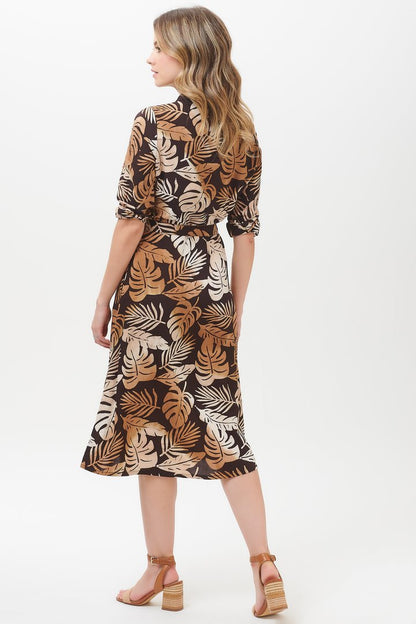 SALE - Merissa Cocoa Palm Batik Midi Dress
